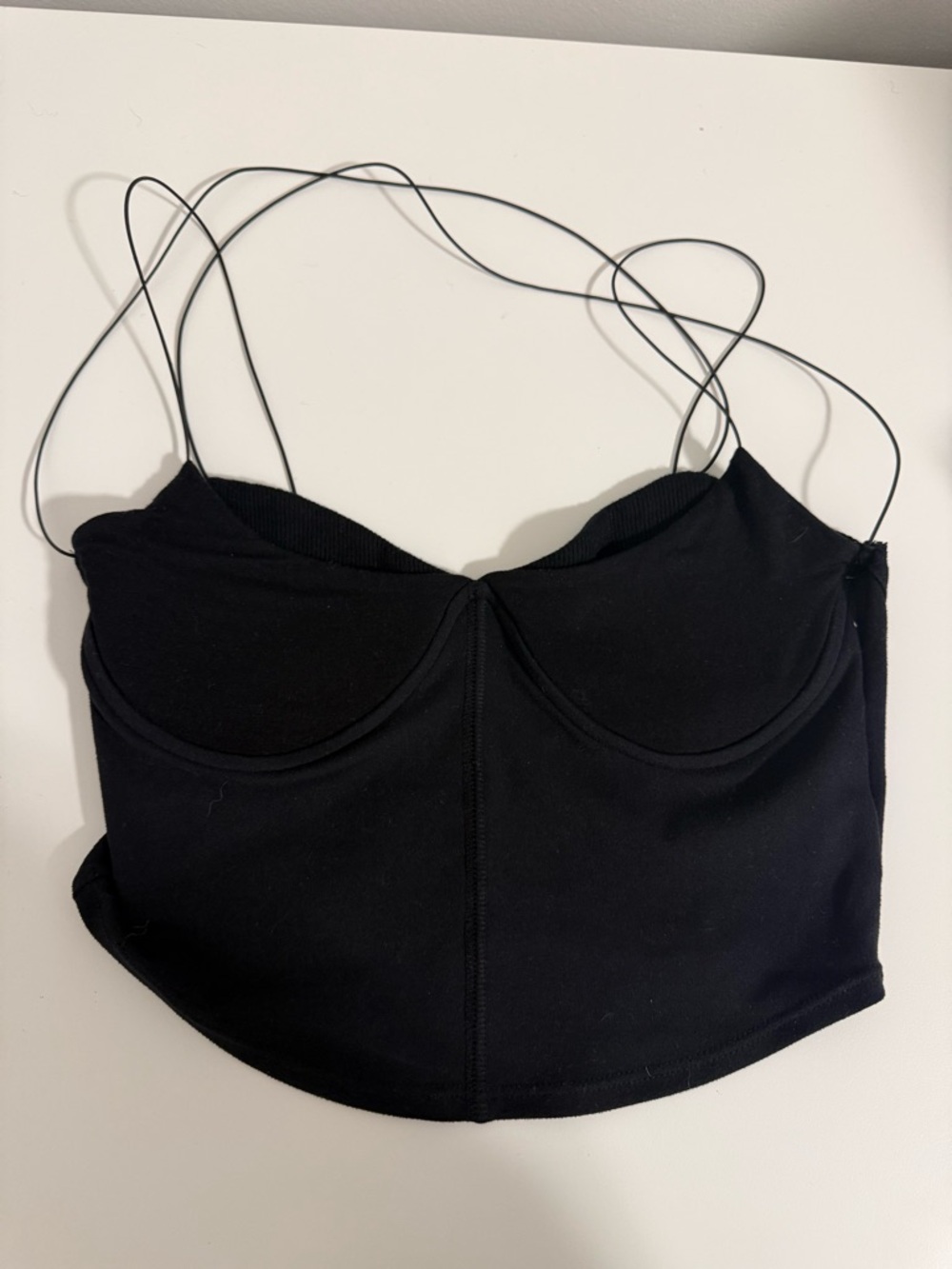 Joah Brown Black Bustier-Style Crop Top